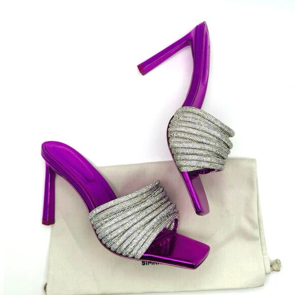 Jonathan Simkhai Crystal Embellishments Fuchsia Party Slides size 38 - Picture 2 of 15